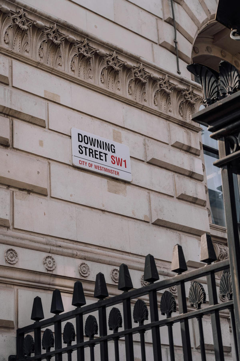 Iconic UK street sign on a London street