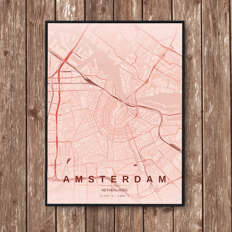 Amsterdam map print featured in the personalised map buying guide