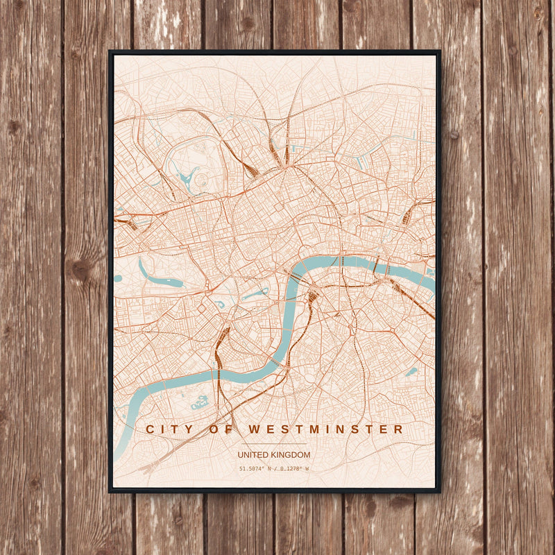 Personalised London map print featured in the map gift ideas guide