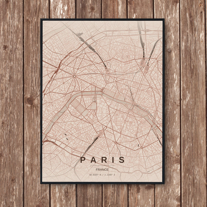 Paris map print featured in the where-we-met map gift guide