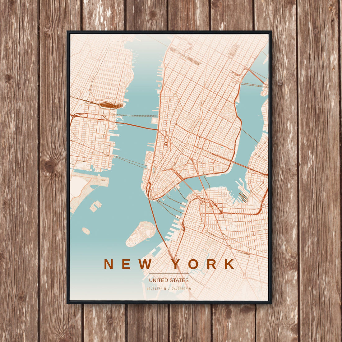 New York map art print from our North America map prints collection