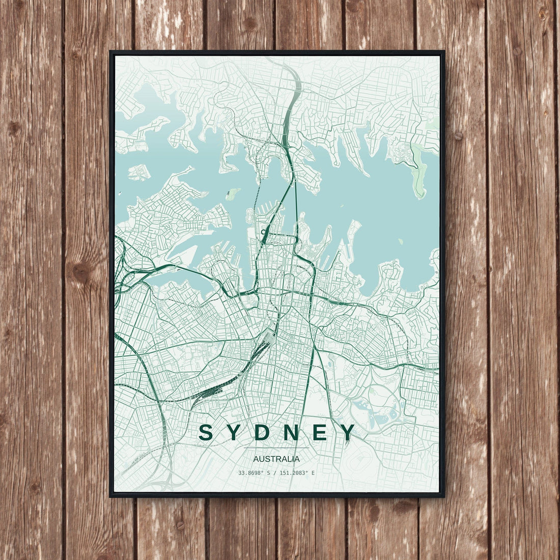 Sydney map art print from our Australia map prints collection