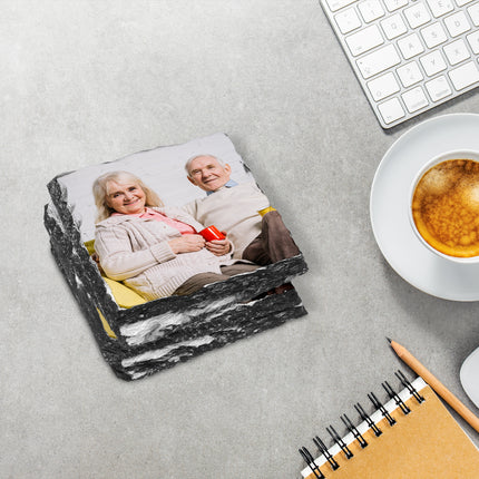 Family photograph on a personalised slate coaster