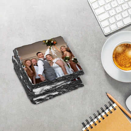 Groom photo printed on a slate coaster