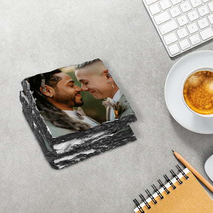 Couple photo printed on a personalised coaster