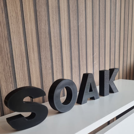 Soak Decorative Letter Ornament - 3D Printed, New Home Gift, Perfect Gift, 3D Printed Gift, Freestanding letters, Bathroom decor