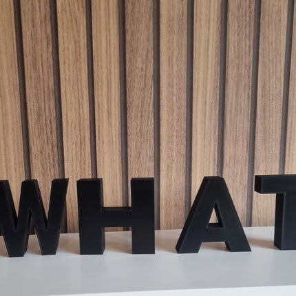 WHAT Decorative Letter Ornament - 3D Printed, New Home Gift, Perfect Gift, 3D Printed Gift, Freestanding letters, Funny Decor