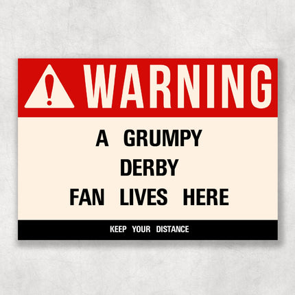 Grumpy DERBY Fan Metal Sign - Vintage Retro Man Cave Decor, Funny Retro Plaque for Home Bar, Shed or Garage