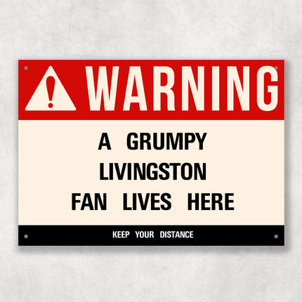 Grumpy LIVINGSTON Fan Metal Sign - Vintage Retro Man Cave Decor, Funny Retro Plaque for Home Bar, Shed or Garage
