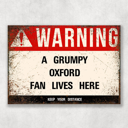 Grumpy OXFORD Fan Metal Sign - Vintage Retro Man Cave Decor, Funny Retro Plaque for Home Bar, Shed or Garage