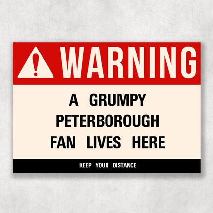 Grumpy PETERBOROUGH Fan Metal Sign - Vintage Retro Man Cave Decor, Funny Retro Plaque for Home Bar, Shed or Garage