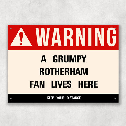 Grumpy ROTHERHAM Fan Metal Sign - Vintage Retro Man Cave Decor, Funny Retro Plaque for Home Bar, Shed or Garage