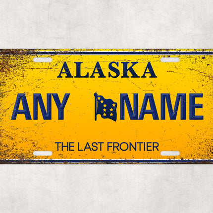 Custom Alaska License Plate Sign, Personalized The Last Frontier Plate, Custom Name Gift, USA State Wall Art, Car Decor for Him or Her