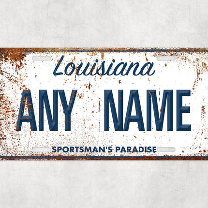 Custom Louisiana License Plate Sign, Sportsman’s Paradise Personalized Plate, USA State Car Wall Art, Novelty Name Sign Gift