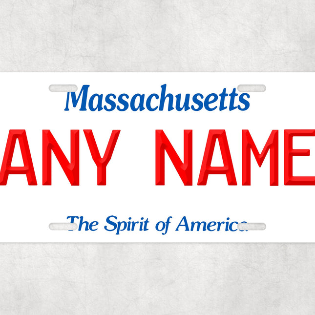 Custom Massachusetts License Plate Sign, Spirit of America Personalized Plate, USA State Car Wall Art Gift, Red White Blue Name Sign