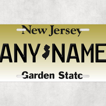 Custom New Jersey License Plate Sign, Garden State Personalized Plate, State Silhouette Car Wall Decor, USA Name Sign Gift