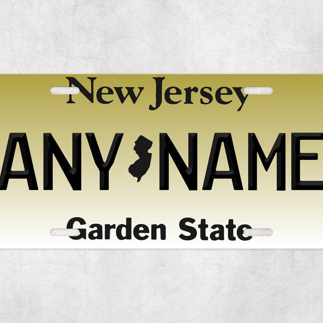 Custom New Jersey License Plate Sign, Garden State Personalized Plate, State Silhouette Car Wall Decor, USA Name Sign Gift