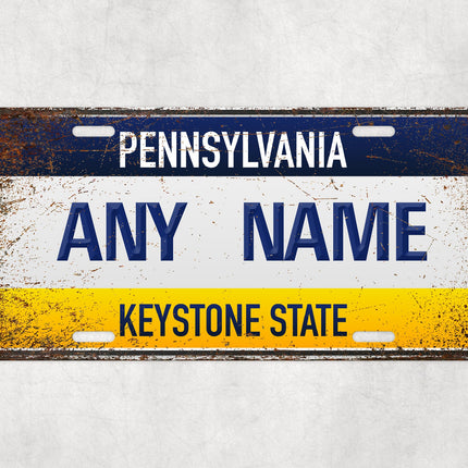 Custom Pennsylvania License Plate Sign, Keystone State Personalized Plate, USA State Name Wall Decor, Novelty Car Sign Gift for Him