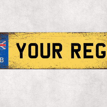 GB Number Plate Sign, Union Jack Custom Reg Plate, Personalised UK Wall Decor, White Novelty Plate for Garage or Shed, British Gift Idea