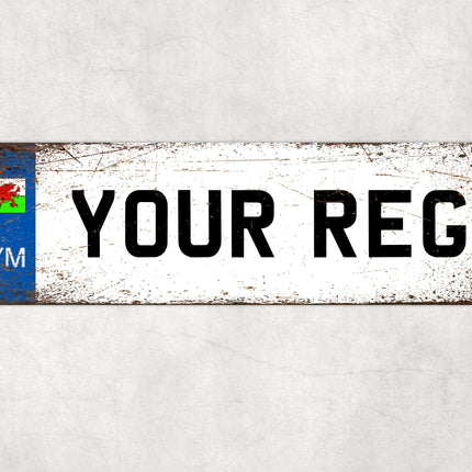 Welsh Number Plate Sign, CYM Novelty Plate, Custom Man Cave or Shed Sign, Wales Flag Decor, Personalised Gift for Him