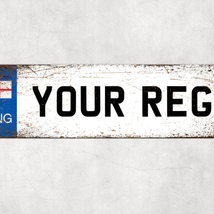 England Number Plate Sign, Custom ENG Reg Plate, St George Flag Wall Decor, Personalised Garage or Shed Sign, Vintage British Gift
