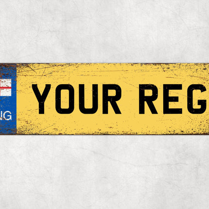 England Number Plate Sign, Custom ENG Reg Plate, St George Flag Wall Decor, Personalised Garage or Shed Sign, Vintage British Gift