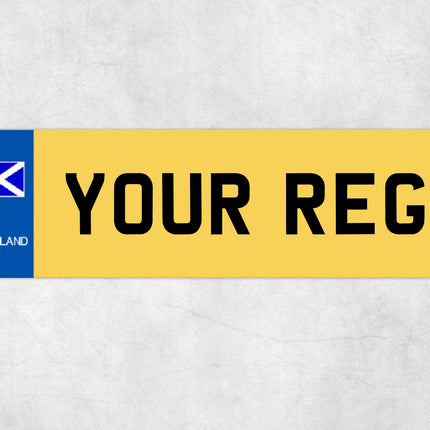 Scottish Number Plate Sign, Custom Scotland Saltire Plate, Personalised Registration Plate, Novelty Car Sign Gift, Garage or Shed Wall Decor