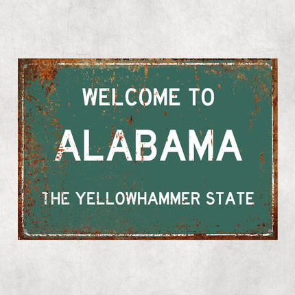 Welcome to ALABAMA Sign, Alabama Metal Sign, Alabama Gift, Montana Gifts, Alabama Souvenir, Alabama Yellowhammer State