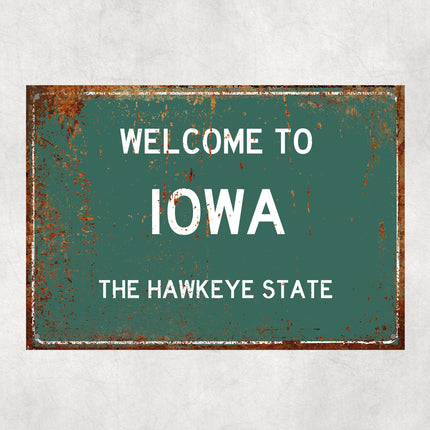 Welcome to Iowa Sign, Iowa Metal Sign, Iowa Gift, Iowa Gifts, Iowa Souvenir, Iowa Hawkeye State