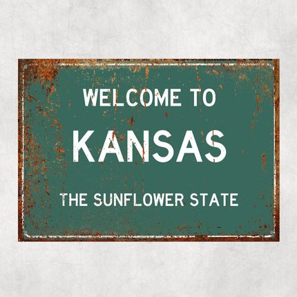 Welcome to Kansas Sign, Kansas Metal Sign, Kansas Gift, Kansas Gifts, Kansas Souvenir, Kansas Sunflower State