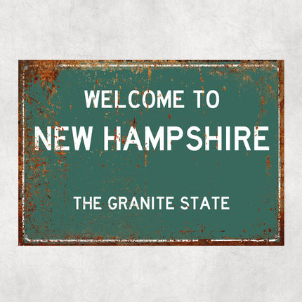 Welcome to New Hampshire Sign, New Hampshire Metal Sign, New Hampshire Gift, New Hampshire Gifts, New Hampshire Granite State