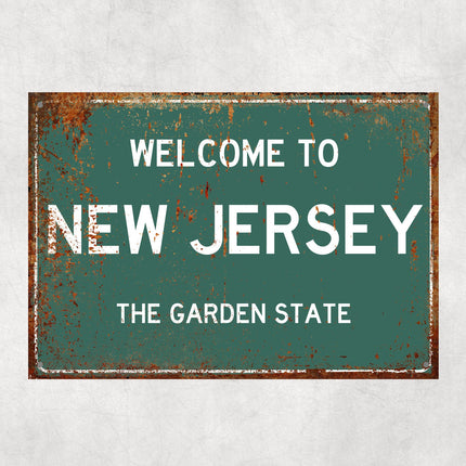 Welcome to New Jersey Sign, New Jersey Metal Sign, New Jersey Gift, New Jersey Gifts, New Jersey Garden State