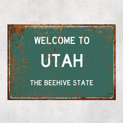 Welcome to Utah Sign, Utah Metal Sign, Utah Gift, Utah Gifts, Utah Souvenir, Utah Beehive State