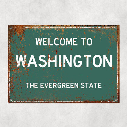 Welcome to Washington Sign, Washington Metal Sign, Washington Gift, Washington Gifts, Washington Souvenir, Washington Evergreen State