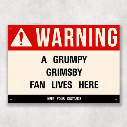 Grumpy GRIMSBY Fan Metal Sign - Vintage Retro Man Cave Decor, Funny Retro Plaque for Home Bar, Shed or Garage