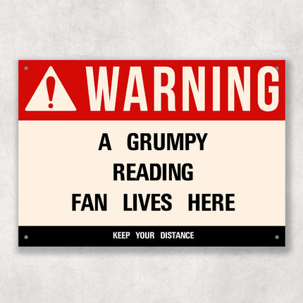 Grumpy READING Fan Metal Sign - Vintage Retro Man Cave Decor, Funny Retro Plaque for Home Bar, Shed or Garage