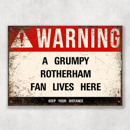 Grumpy ROTHERHAM Fan Metal Sign - Vintage Retro Man Cave Decor, Funny Retro Plaque for Home Bar, Shed or Garage