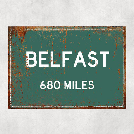 PERSONALIZED BELFAST Sign, Belfast City Distance Sign, City of Belfast Gift, Belfast Gifts, Belfast Souvenir, Belfast Signs