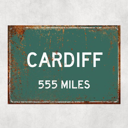 PERSONALIZED CARDIFF Sign, Cardiff City Distance Sign, City of Cardiff Gift, Cardiff Gifts, Cardiff Souvenir, Cardiff Signs