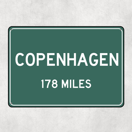 PERSONALIZED COPENHAGEN Sign, Copenhagen City Distance Sign, City of Copenhagen Gift, Copenhagen Gifts, Copenhagen Souvenir, Copenhagen Sign
