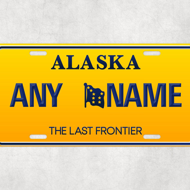 Custom Alaska License Plate Sign, Personalized The Last Frontier Plate, Custom Name Gift, USA State Wall Art, Car Decor for Him or Her