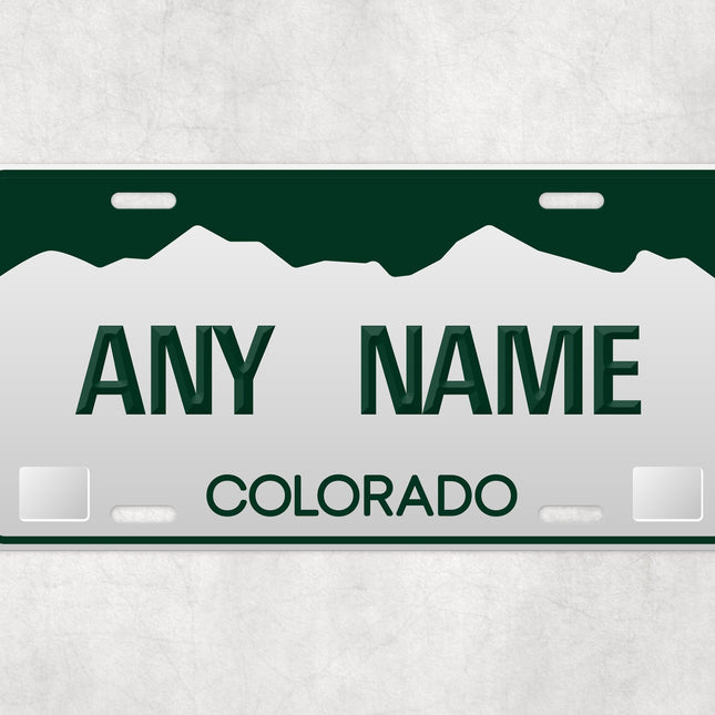Custom Colorado License Plate Sign, Mountain Design Personalized Plate, USA State Car Wall Art, Green and White Name Sign Gift