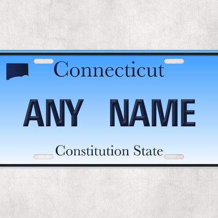 Custom Connecticut License Plate Sign, Constitution State Personalized Plate, USA Car Sign Gift, Blue State Wall Decor, Novelty Name Plate