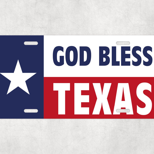 God Bless Texas Sign, Texas Flag Metal Plate, Lone Star State Wall Decor, Patriotic Southern Gift, Rustic License Plate Art,Texan Pride Sign