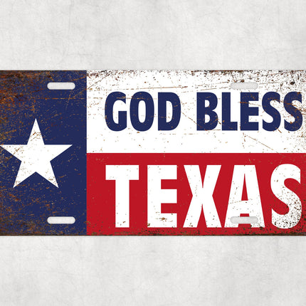 God Bless Texas Sign, Texas Flag Metal Plate, Lone Star State Wall Decor, Patriotic Southern Gift, Rustic License Plate Art,Texan Pride Sign