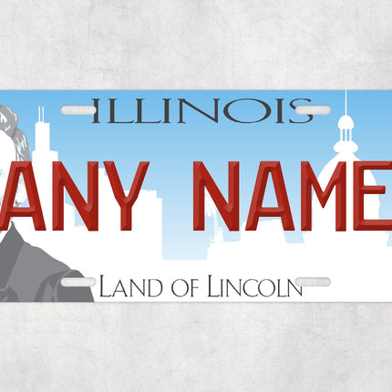 Custom Illinois License Plate Sign, Land of Lincoln Personalized Plate, Abraham Lincoln State Sign, USA Car Wall Art Gift, Name Decor