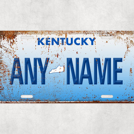 Custom Kentucky License Plate Sign, Personalized Name Plate, USA State Wall Art Gift, Blue License Decor, Novelty Car Sign for Him or Her