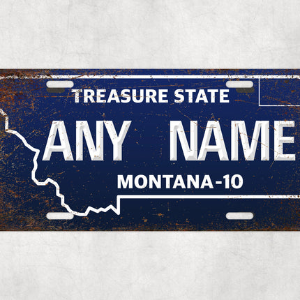 Custom Montana License Plate Sign, Treasure State Name Plate, Personalized Wall Decor Gift, USA State Sign for Him, Montana Car Plate Art