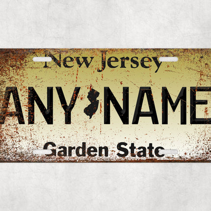 Custom New Jersey License Plate Sign, Garden State Personalized Plate, State Silhouette Car Wall Decor, USA Name Sign Gift