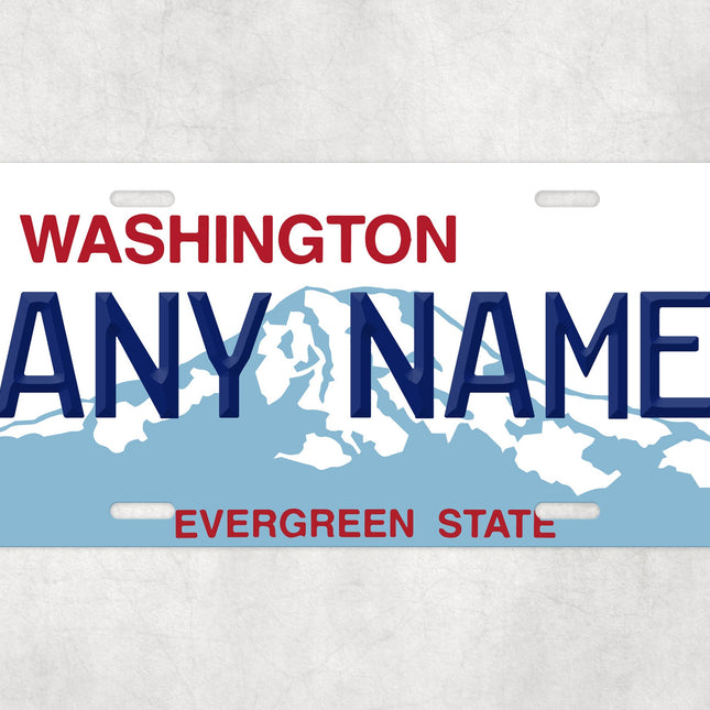 Custom Washington License Plate Sign, Evergreen State Personalized Plate, USA State Wall Art Gift, Mountain Name Decor, Novelty Car Sign